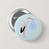 Cute Blue Baby Stork Ronde Button 5,7 Cm (Voorkant /achterkant)