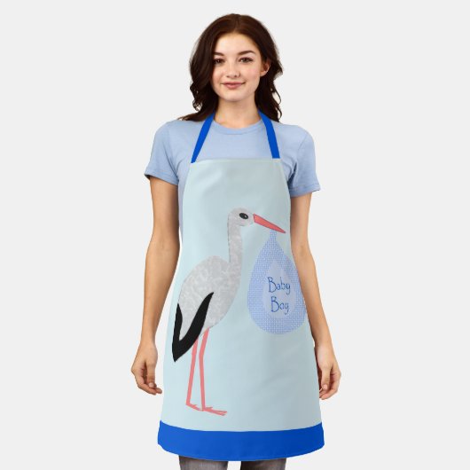 Cute Blue Baby Stork Schort (Gedragen)