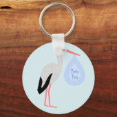 Cute Blue Baby Stork Sleutelhanger (Voorkant)