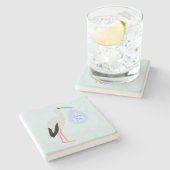 Cute Blue Baby Stork Stenen Onderzetter (Zijkant)