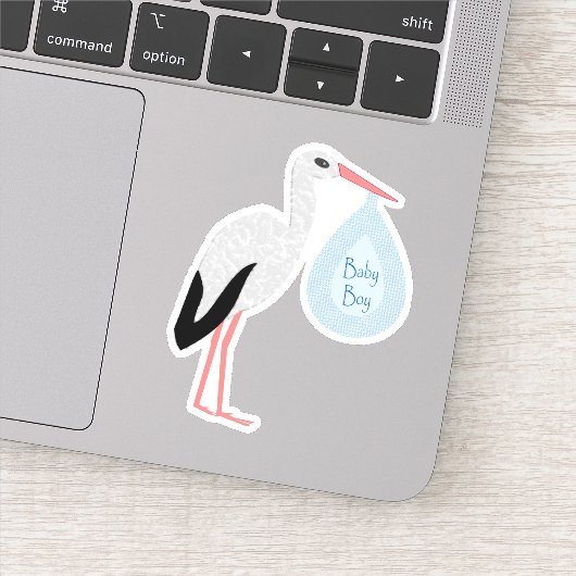 Cute Blue Baby Stork Sticker (Detail)