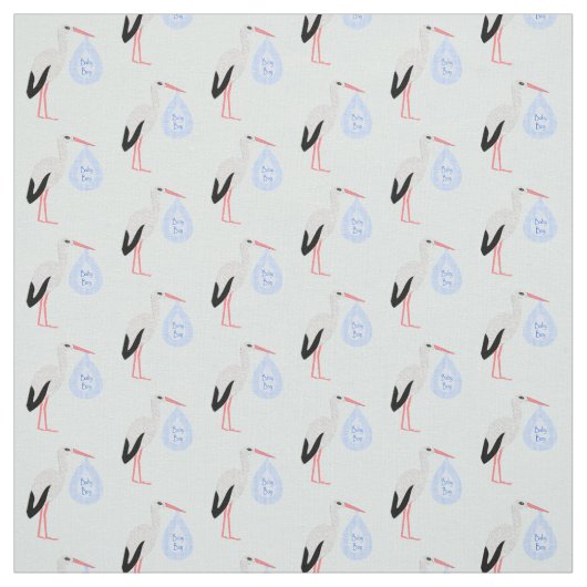 Cute Blue Baby Stork Stof (Swatch)