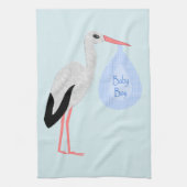 Cute Blue Baby Stork Theedoek (Verticaal)