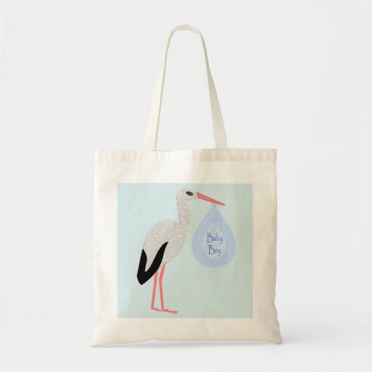 Cute Blue Baby Stork Tote Bag (Voorkant)