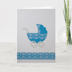 Cute blue baby stroller personaliseren kaart