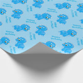 Cute Blue Baby Triceratops Dinosaur Cadeaupapier (Hoek)