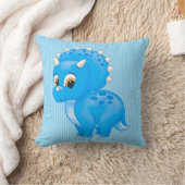 Cute Blue Baby Triceratops Dinosaur Kussen (Deken)