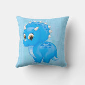 Cute Blue Baby Triceratops Dinosaur Kussen (Achterkant)