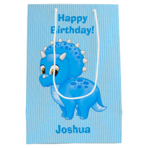 Cute Blue Baby Triceratops Dinosaur Medium Cadeauzakje