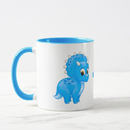 Cute Blue Baby Triceratops Dinosaur Mok (Links)
