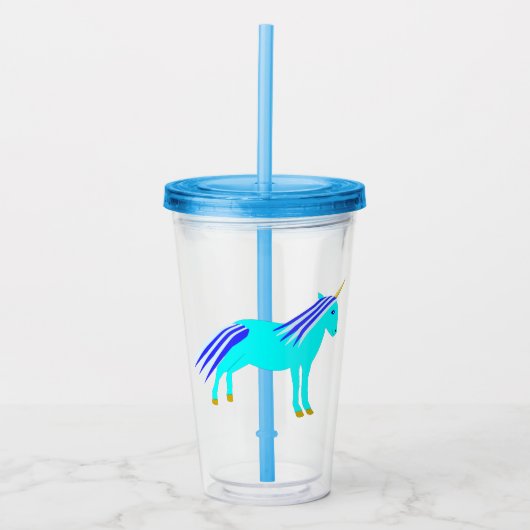 Cute Blue Baby Unicorn Acryl Drinkbeker (Voorkant)