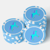 Cute Blue Baby Unicorn Poker Chips (Opstapeling)