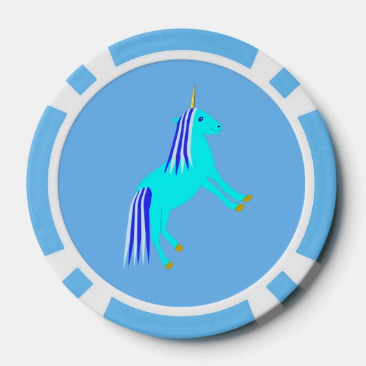 Cute Blue Baby Unicorn Poker Chips (Achterkant)