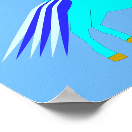 Cute Blue Baby Unicorn Poster (Hoek)