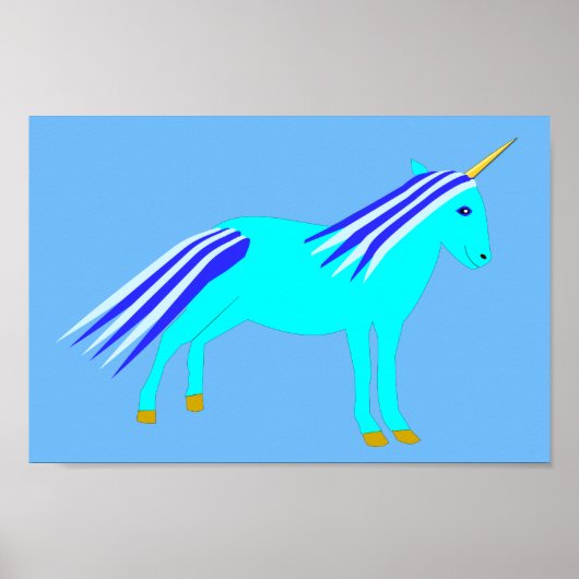 Cute Blue Baby Unicorn Poster (Voorkant)