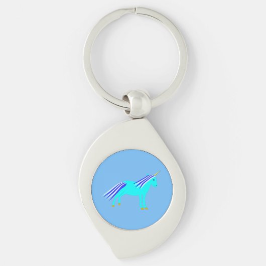 Cute Blue Baby Unicorn Sleutelhanger (Voorkant)