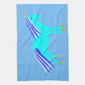 Cute Blue Baby Unicorn Theedoek (Verticaal)