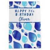 Cute Blue Balloon Pattern Boy's Birthday Medium Cadeauzakje (Achterkant)