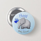 Cute Blue Balloons Elephant Baby shower Host Ronde Button 5,7 Cm (Voorkant /achterkant)