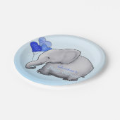 Cute Blue Balloons Elephant Boy Baby shower Papieren Bordje (Gekanteld)
