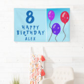 Cute Blue Balloons kinderen Birthday Party Spandoek (Insitu)