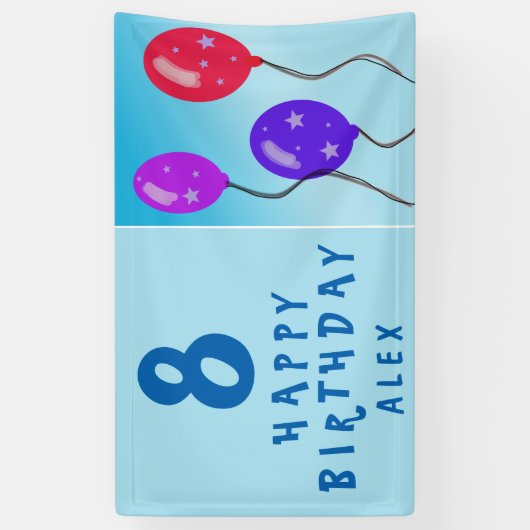 Cute Blue Balloons kinderen Birthday Party Spandoek (Verticaal)