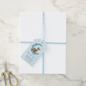 Cute Blue Bambi wolds stof Birthday Dank je Cadeaulabel (Met Touw)