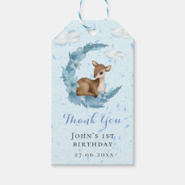 Cute Blue Bambi wolds stof Birthday Dank je Cadeaulabel
