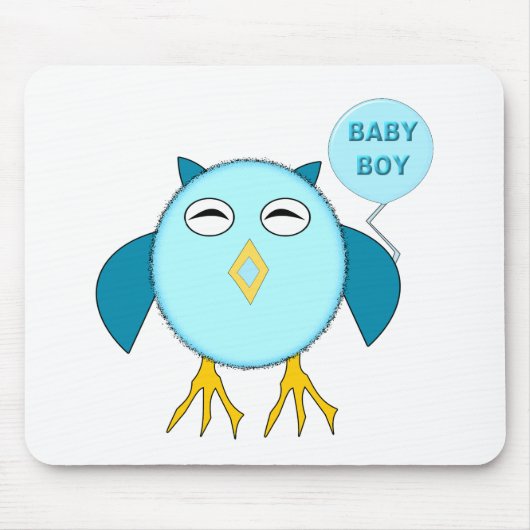 Cute Blue Bbay Boy Owl Mousepad Muismat (Voorkant)