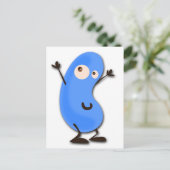 Cute Blue Bean Monster Briefkaart (Staand voorkant)