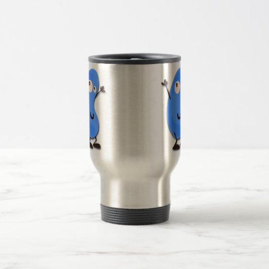 Cute Blue Bean Monster Reisbeker (Center)