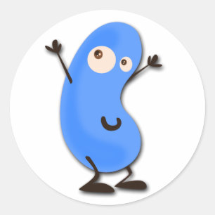 Cute Blue Bean Monster Ronde Sticker