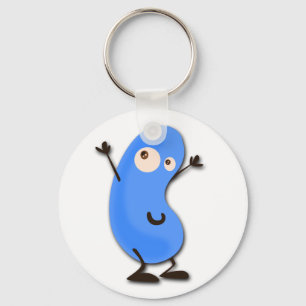 Cute Blue Bean Monster Sleutelhanger