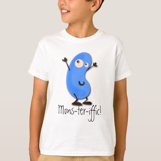 Cute Blue Bean Monster T-shirt (Voorkant)