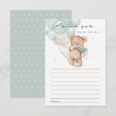 Cute Blue Beer Ballon Advice for Mum Baby shower Informatiekaartje (Voorkant / Achterkant)