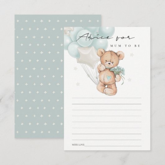 Cute Blue Beer Ballon Advice for Mum Baby shower Informatiekaartje (Voorkant / Achterkant)