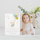 Cute Blue Beer ballon Foto van elke leeftijd van d Bedankkaart (Staand voorkant)