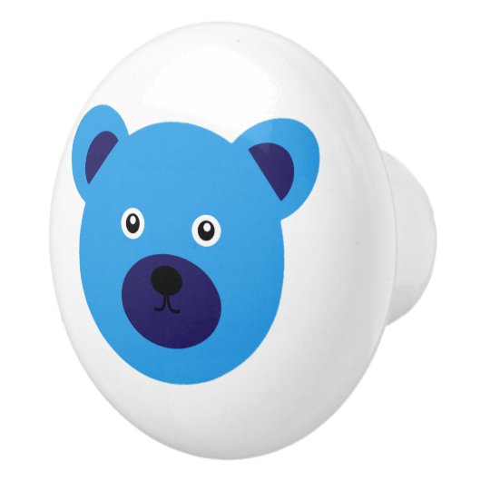 Cute Blue Beer Keramische Knop (Rechts)