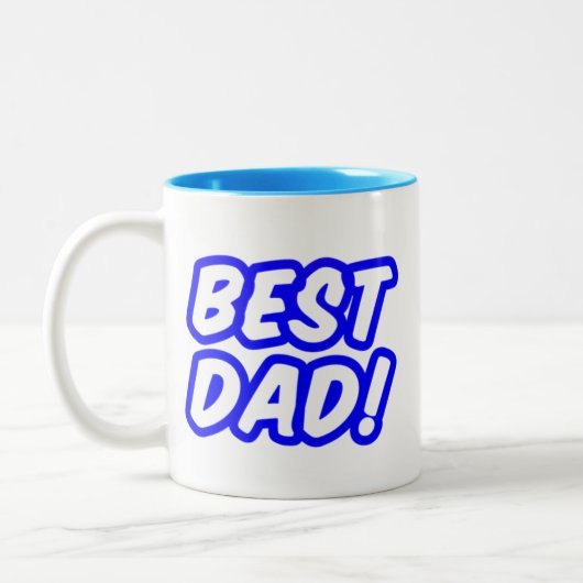 Cute Blue Best Pap Typography Tweekleurige Koffiemok (Links)