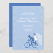 CUTE Blue Bicycle Couple Weddenschap Kaart (Voorkant / Achterkant)