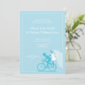 CUTE Blue Bicycle Couple Weddenschap Kaart (Staand voorkant)