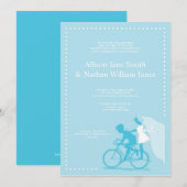 CUTE Blue Bicycle Couple Weddenschap Kaart (Voorkant / Achterkant)