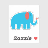 Cute blue big cartoon elephant with heart sticker (Vel)