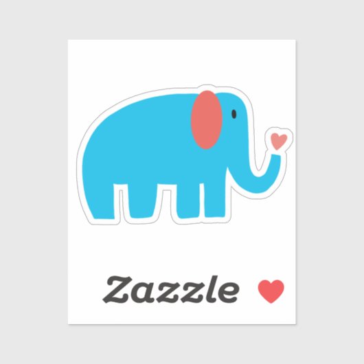 Cute blue big cartoon elephant with heart sticker (Vel)