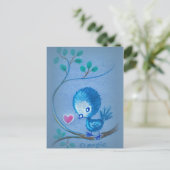 Cute Blue Bird Briefkaart (Staand voorkant)
