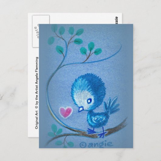 Cute Blue Bird Briefkaart (Voorkant / Achterkant)