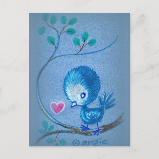 Cute Blue Bird Briefkaart (Voorkant)