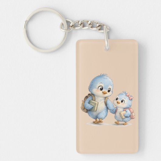 Cute Blue Bird Brother Acrylic Keychain (Voorkant)