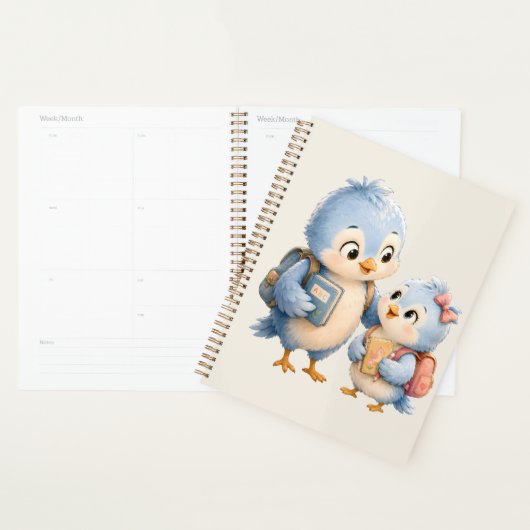 Cute Blue Bird Dagelijkse Levensplanner Planner (Display)
