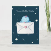 Cute Blue Bird met Letter Personalized Birthday Kaart (Voorkant)